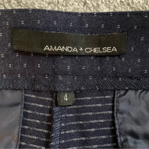 New Amanda + Chelsea Women's Size 4 Navy Blue & White Polka Dot Stretch Pants - Picture 5 of 14